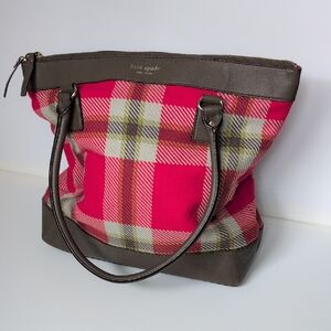 Kate Spade Pink Plaid Tote Bag